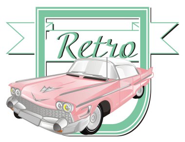 afiş ve temiz şerit pembe klasik otomobil