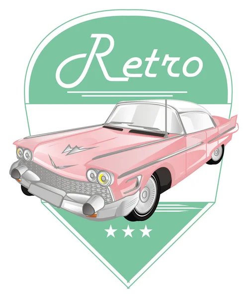 Pink Retro Car Colored Banner Word — Stock Photo, Image