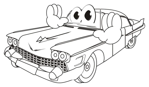 coloring happy old car with hands