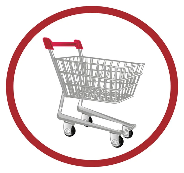 Empty Metal Shopping Trolley Red Sign — Stock Photo, Image