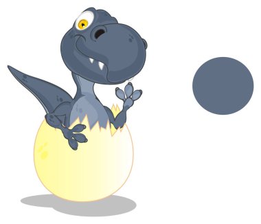 yumurta ve gri işareti üzerinde komik küçük Dino