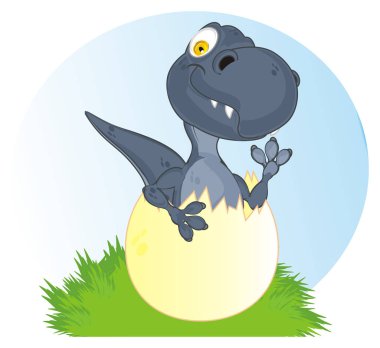 yumurta ve doğa üzerinde komik küçük Dino