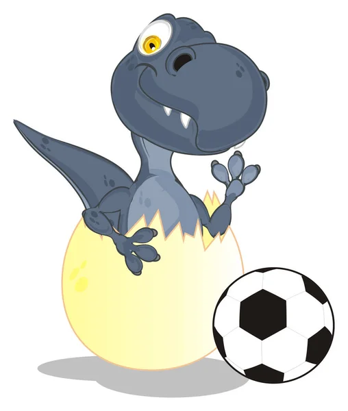 Drôle Petit Dino Sur Oeuf Soccer — Photo