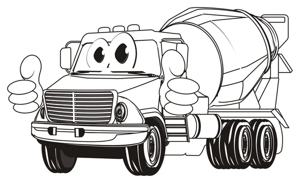 Kleurplaten Grappig Gebouw Cement Truck Met Gebaar — Stockfoto