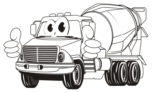 Coloriage Drôle Camion Ciment Construction Avec Geste — Photo