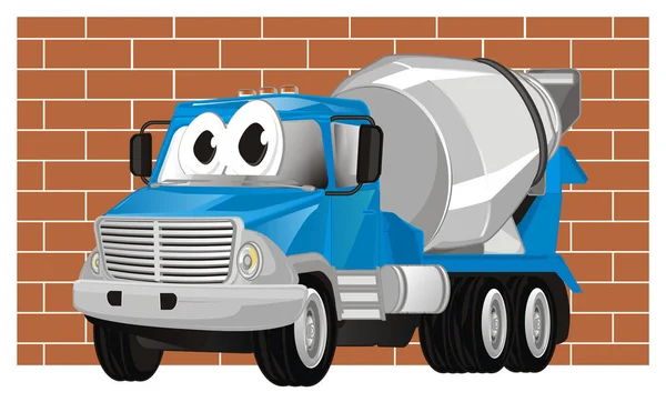 Grappig Gebouw Cement Truck Muur — Stockfoto