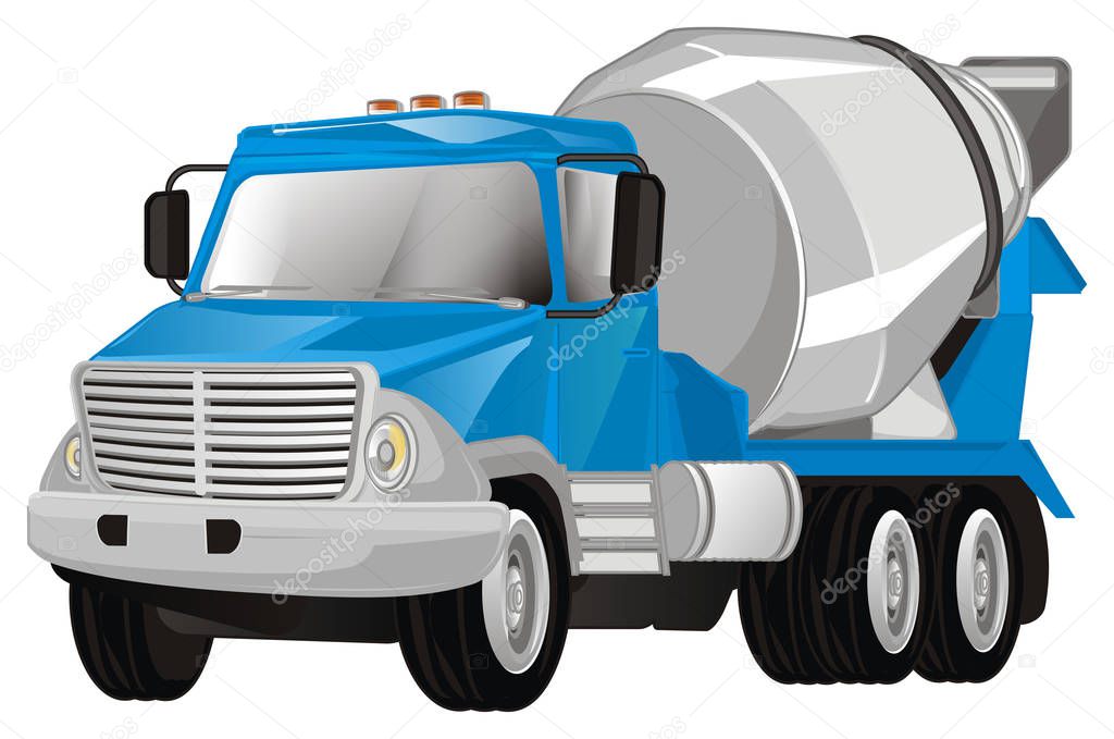 blue building cement truck stand 