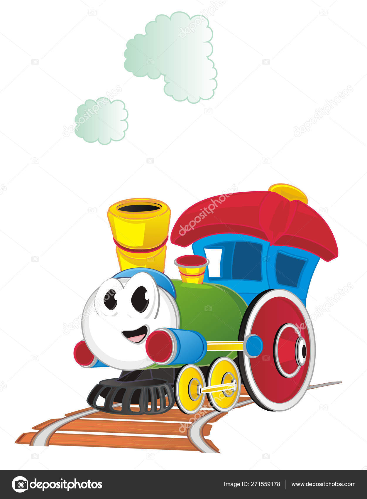Trem Brinquedo Feliz Com Duas Trilhas Ilustração por ©tatty77tatty  #271559210