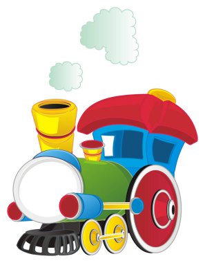 beyaz arka planda renkli oyuncak tren