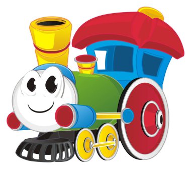 gülümseyen bir oyuncak tren standı