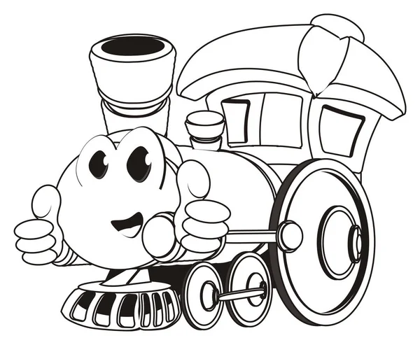 ジェスチャーで幸せなおもちゃの列車を着色 — ストック写真