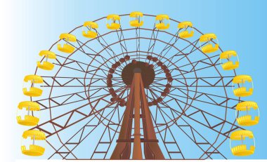 Çernobil ve mavi gökyüzünde dönme dolap