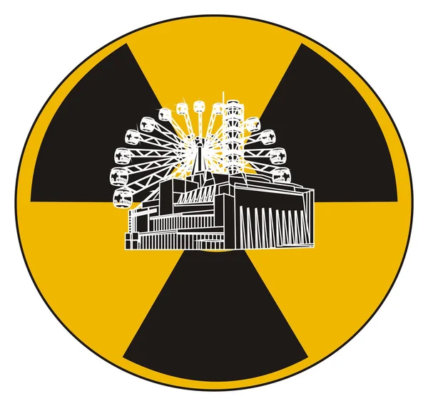 Schwarz Weiße Symbole Von Tschernobyl Und Gelbem Zeichen — Stockfoto