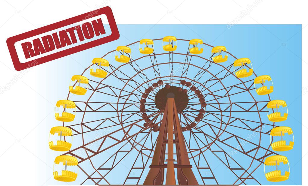 ferris wheel in Chernobyl and red stamp