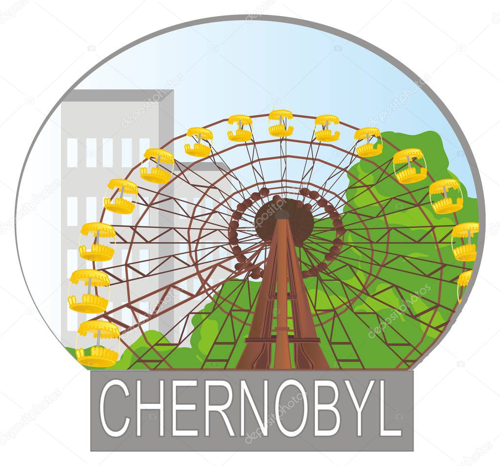ferris wheel in Chernobyl and sunny day