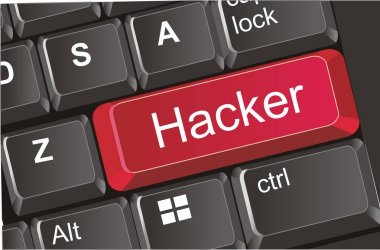 dizüstü bilgisayarın keybaord üzerinde hacker düğmesi