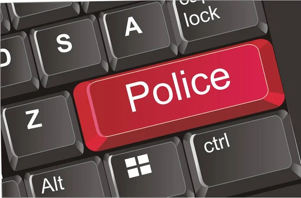 Politie Knop Kunnen Van Laptop — Stockfoto