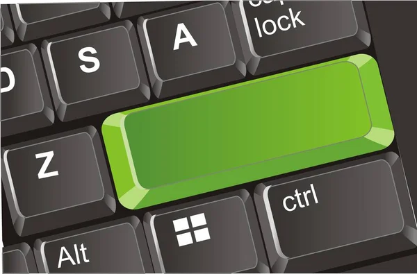 笔记本电脑钥匙上的清洁绿色按钮 — 图库照片