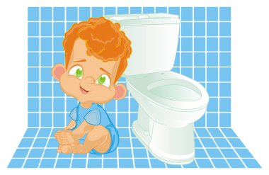 Wc sevimli kızıl saçlı erkek bebek