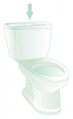 beyaz temiz tuvalet ve ok aşağı