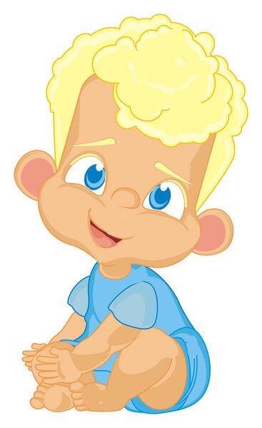 Улыбающийся мальчик сидит и смотрит
