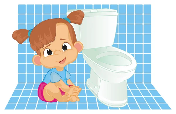 Tuvalet Odasında Sevimli Bebek Kız — Stok fotoğraf