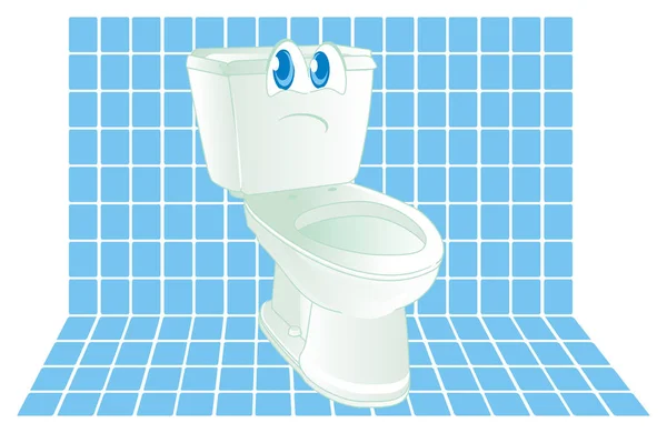 Unhappy White Clean Toilet Blue Bathroom — Stock Photo, Image