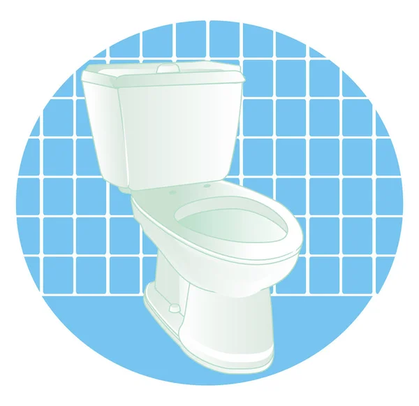 Белый Чистый Туалет Взгляд Вверх Синей Вывески — стоковое фото