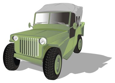 eski yeşil ordu araba ve gri gölge