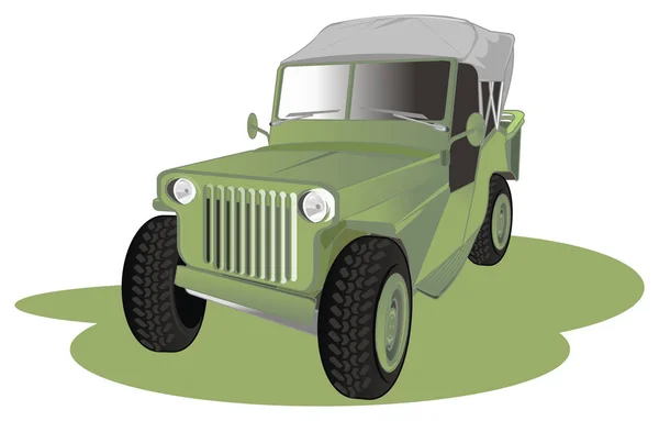 Старый Зеленый Автомобиль Армии Зеленая Тень — стоковое фото