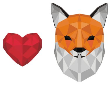 tilki ve kırmızı kalp papercraft burnu