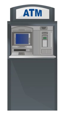 Beyaz arka plan üzerinde bir Atm standı