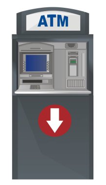Kırmızı aşağı ok ile bir Atm standı