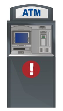 Ünlem işareti olan bir Atm standı