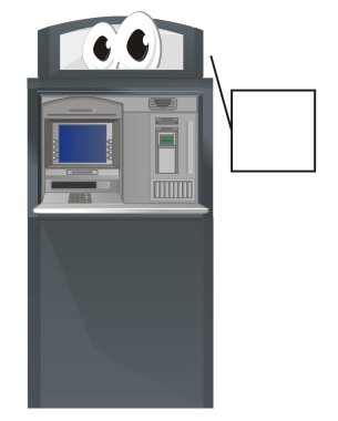 komik Atm standı ve düşünmek