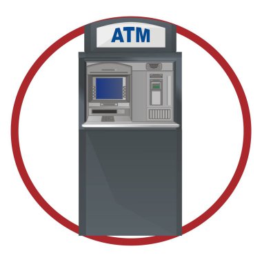 Kırmızı tabela üzerinde bir Atm standı