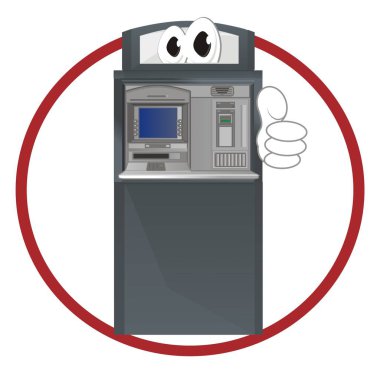 komik Atm rd işareti standı ve jest göstermek