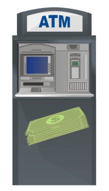 Yeşil para ile bir Atm standı