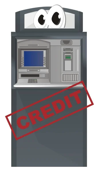 funny ATM stand with red credit stamp