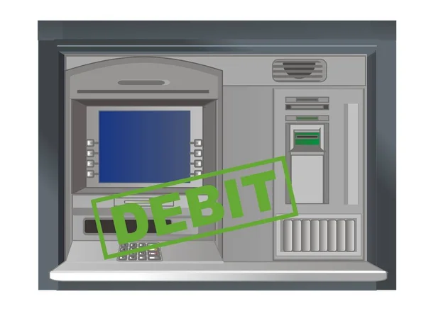 Scherm Van Atm Met Stempel Debet — Stockfoto