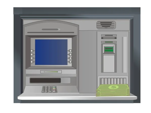 Екран Банкомату Зеленими Грошима — стокове фото