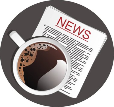 gazete ile simgesine kahve fincan