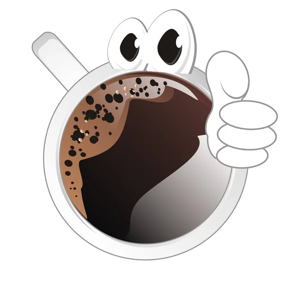 Vicces Csésze Kávé Szemekkel Gesztussal — Stock Fotó