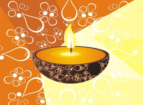 Vela Encendida Símbolo Del Espíritu Diwali — Foto de Stock