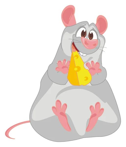 Rato Comer Seu Queijo Saboroso — Fotografia de Stock