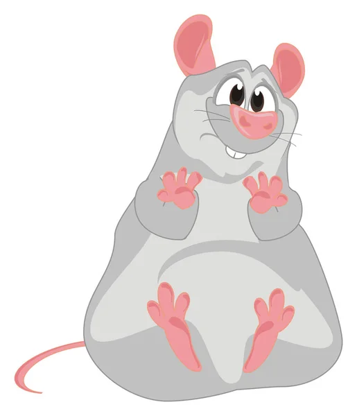 Sad Fat Gray Rat Sit — Stock Photo, Image