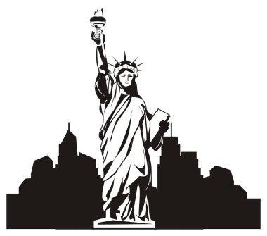 özgürlük heykeli ve Nyc gölgesi