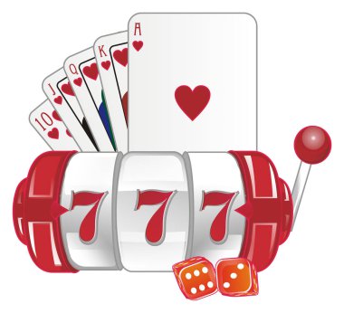 oyun kartları ve zar ile kırmızı yuvası