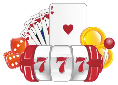 oyun kartları ve araçları ile kırmızı yuvası