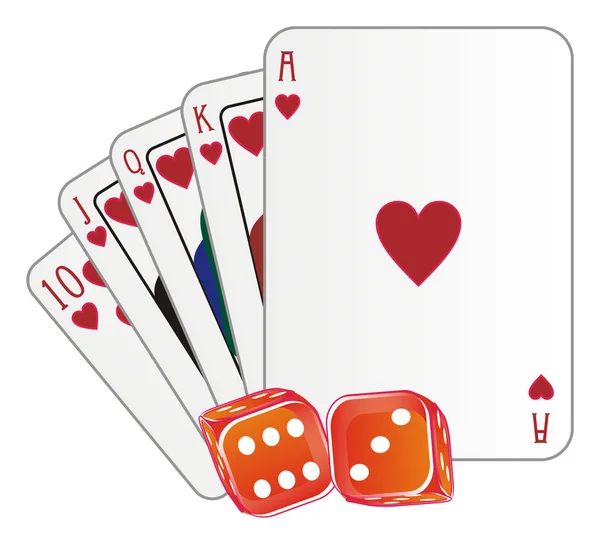 Jogar Cartas Dados Vermelhos — Fotografia de Stock